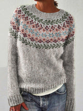 Load image into Gallery viewer, Vintage Tribal Floral Geometry Icelandic Knit Pullover Sweater