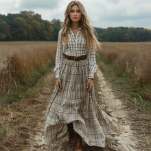 Load image into Gallery viewer, Women's Vintage V-neck Bohemian Pastoral Style Long-sleeve Maxi Long Dress