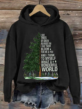 Load image into Gallery viewer, Retro Hippie Christmas I See Trees Of Green, Red Roses Too I See Them Bloom For Me And You And I Think To Myself What A Wonderful World Print Hoodie