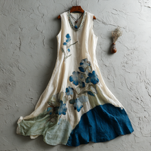 Load image into Gallery viewer, Women's Vintage Japanese Sakura Artistic Linen Sleeveless Dress