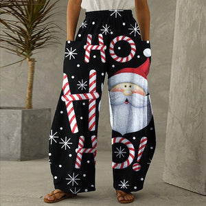 Christmas Santa Claus Print Casual Loose Pants