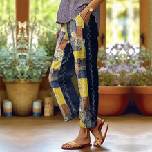 Load image into Gallery viewer, Women's Japanese Patchwork Floral Embroidery Casual Linen Pants