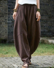 Load image into Gallery viewer, Cotton and Linen Loose Casual Pants for Women Spliced with Solid Color Pants