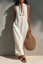 Load image into Gallery viewer, Women's Minimalist Sleeveless Maxi Dress With Cutout Neckline