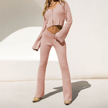 Load image into Gallery viewer, Long Sleeve Cardigan Zipper Casual Set