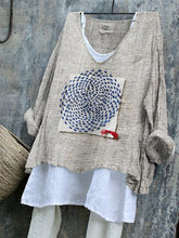 Load image into Gallery viewer, Geometric Japanese Sashiko Fiber Art Linen Blend Tunic