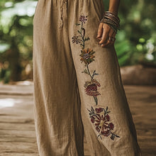 Load image into Gallery viewer, Bohemian Holiday Style Retro Linen Floral Ethnic Totem Print Casual Pants