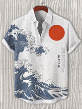 Load image into Gallery viewer, Men's Wave Japanese Art Print Short Sleeve Shirt