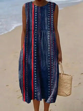 Load image into Gallery viewer, Women's Casual Print Round Neck Sleeveless Dress