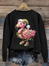 Load image into Gallery viewer, Women's Christmas Flamingo Printed Crew Neck Sweatshirt