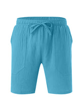 Load image into Gallery viewer, Men's Solid Color Drawstring Breathable Cotton and Linen Beach Shorts