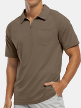 Load image into Gallery viewer, Men's Everyday Casual Raglan Sleeve Zipper Short Sleeve POLO Shirt