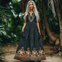Load image into Gallery viewer, Women&#39;s Elegant Ethnic Style V-Neck Sleeveless Linen Maxi Dress