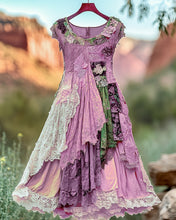 Load image into Gallery viewer, Vintage Floral Embroidered Lace Patchwork Dress b034