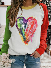 Load image into Gallery viewer, Fashion Color Matching Heart Print Long-Sleeved Sweatshirt
