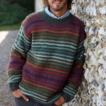 Load image into Gallery viewer, Vintage Rainbow Stripe Knit Jacquard Crew Neck Sweater（Unisex）
