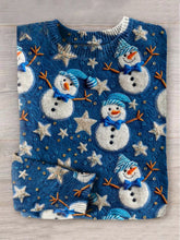 Load image into Gallery viewer, Christmas Snowman Star Winter Print Knit Pullover Sweater
