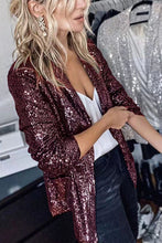 Load image into Gallery viewer, Long Sleeve Sequined Lapel Blazer