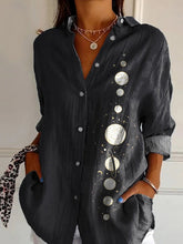 Load image into Gallery viewer, Track Of The Moon Graphic Printed Women's Casual Cotton Shirt