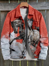 Load image into Gallery viewer, Art Horse Print Casual Denim Jacket