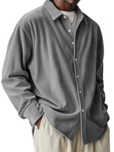 Load image into Gallery viewer, Men's Fashionable Corduroy Pit Fabric Long Sleeve Lapel Shirt