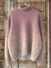 Load image into Gallery viewer, Gradient Glitter Pattern Printed Knit Turtleneck Pullover Sweater