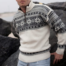 Load image into Gallery viewer, Vintage Warmth Scandinavian Knit Jacquard Icelandic Half Zip Collar Sweater（Unisex ）