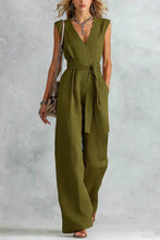 Load image into Gallery viewer, V-Neck Lace-Up Jumpsuit