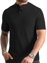 Load image into Gallery viewer, Men's simple texture solid color Henley short-sleeved T-shirt
