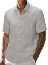 Load image into Gallery viewer, Men's Summer Waffle Solid Pocket Casual Short Sleeve Shirt