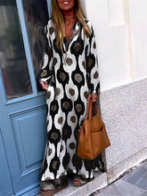 Load image into Gallery viewer, Long Sleeves Loose Printed V-Neck Maxi Dresses