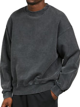 Load image into Gallery viewer, Men's Washed Distressed Cotton Basic Round Neck Long-sleeved Sweatshirt