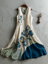 Load image into Gallery viewer, Women's Vintage Japanese Sakura Artistic Linen Sleeveless Dress