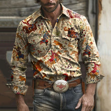 Load image into Gallery viewer, Men's Vintage Western Floral And Boot Print Shirt