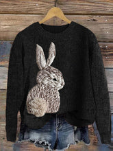 Load image into Gallery viewer, Embroidery Cute Rabbit Casual Cozy Knit Sweater