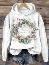 Load image into Gallery viewer, Women&#39;s Christmas Holly Print Hooded Sweatshirt