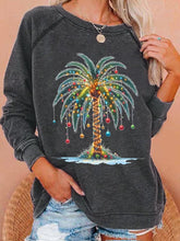 Load image into Gallery viewer, Women's Christmas Palm Tree Print Casual Sweatshirt
