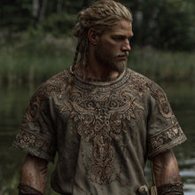 Load image into Gallery viewer, Viking-style Vintage Pattern Round-neck Short-sleeved T-shirt With A Retro Look