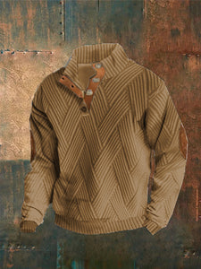 Men's Plaid Print Button Casual Sweatshirt