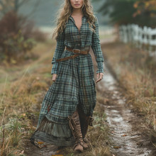 Load image into Gallery viewer, Women's Vintage V-neck Bohemian Pastoral Style Long-sleeve Maxi Long Dress
