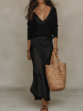 Load image into Gallery viewer, Effortless Ivory Knit &amp; Satin Midi Ensemble