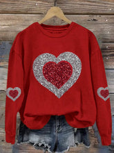 Load image into Gallery viewer, Women's Heart Print Round Neck Sweatshirt