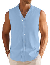 Load image into Gallery viewer, Men's Simple Imitation Linen Solid Color Comfortable Sleeveless Shirt
