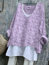Load image into Gallery viewer, Floral Lace Embroidered Linen Blend Tunic