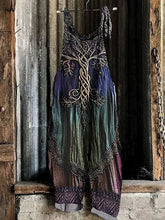 Load image into Gallery viewer, Vintage Viking Tree Of Life Celtic Gradient Art Linen Jumpsuit