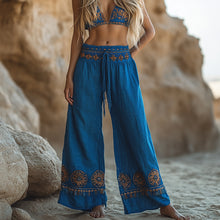 Load image into Gallery viewer, Women's Casual Bohemia Vacation Linen Style Long Loose Wide-leg Trouser Pants