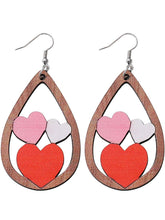 Load image into Gallery viewer, Valentine's Day Water Drop Love Earrings Wooden Earrings