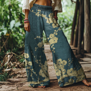 Vintage Plum Art Print Loose Pants