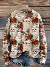 Load image into Gallery viewer, Cute Cat Christmas Art Print Knit Pullover Sweater