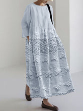 Load image into Gallery viewer, Cottage Floral Lace Embroidered Linen Blend Flowy Tunic